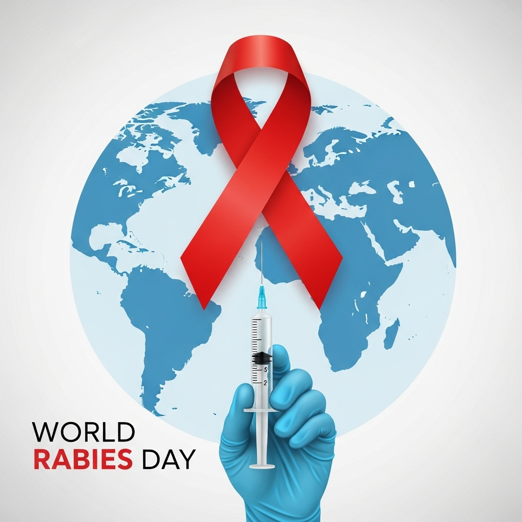 World Rabies Day Awareness: Global Map and Vaccine Syringe